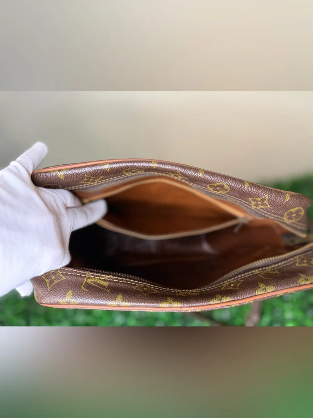 Louis Vuitton Brown Monogram Messenger Bag with Gold Accents